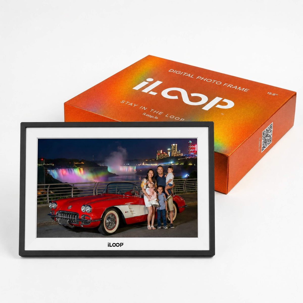 iloop 15.6” Digital Photo Frame | WiFi Touch Screen, 32 GB | Frameo App | Tabletop or Wall-Mounted