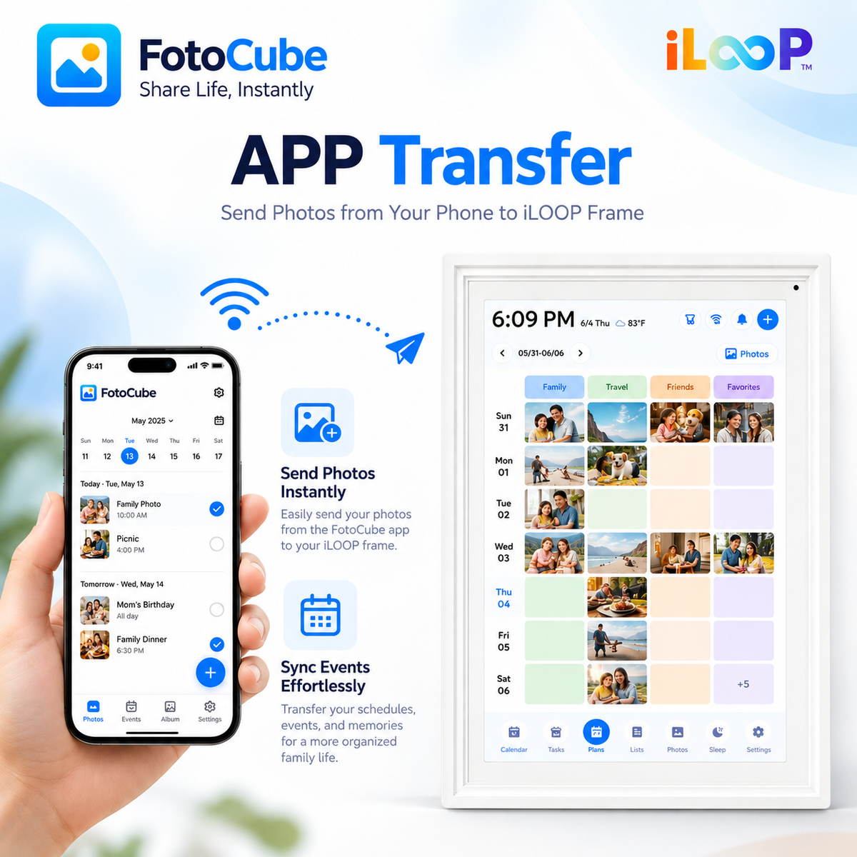 iLoop 15.6” Smart Digital Calendar Pro | 32GB Internal Memory | FotoCube Ai Voice Command | Chore Chart, Photo & Video Frame