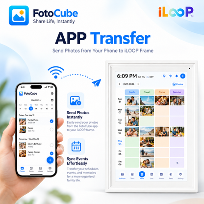 iLoop 15.6” Smart Digital Calendar Pro | 32GB Internal Memory | FotoCube Ai Voice Command | Chore Chart, Photo & Video Frame