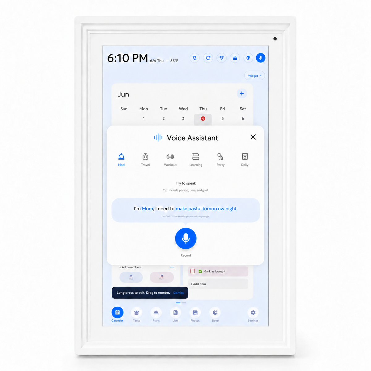 iLoop 15.6” Smart Digital Calendar Pro | 32GB Internal Memory | FotoCube Ai Voice Command | Chore Chart, Photo & Video Frame