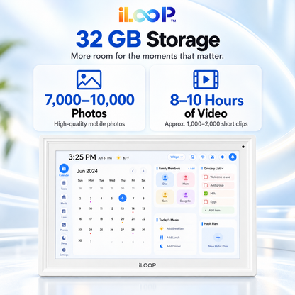 iLoop 15.6” Smart Digital Calendar Pro | 32GB Internal Memory | FotoCube Ai Voice Command | Chore Chart, Photo & Video Frame