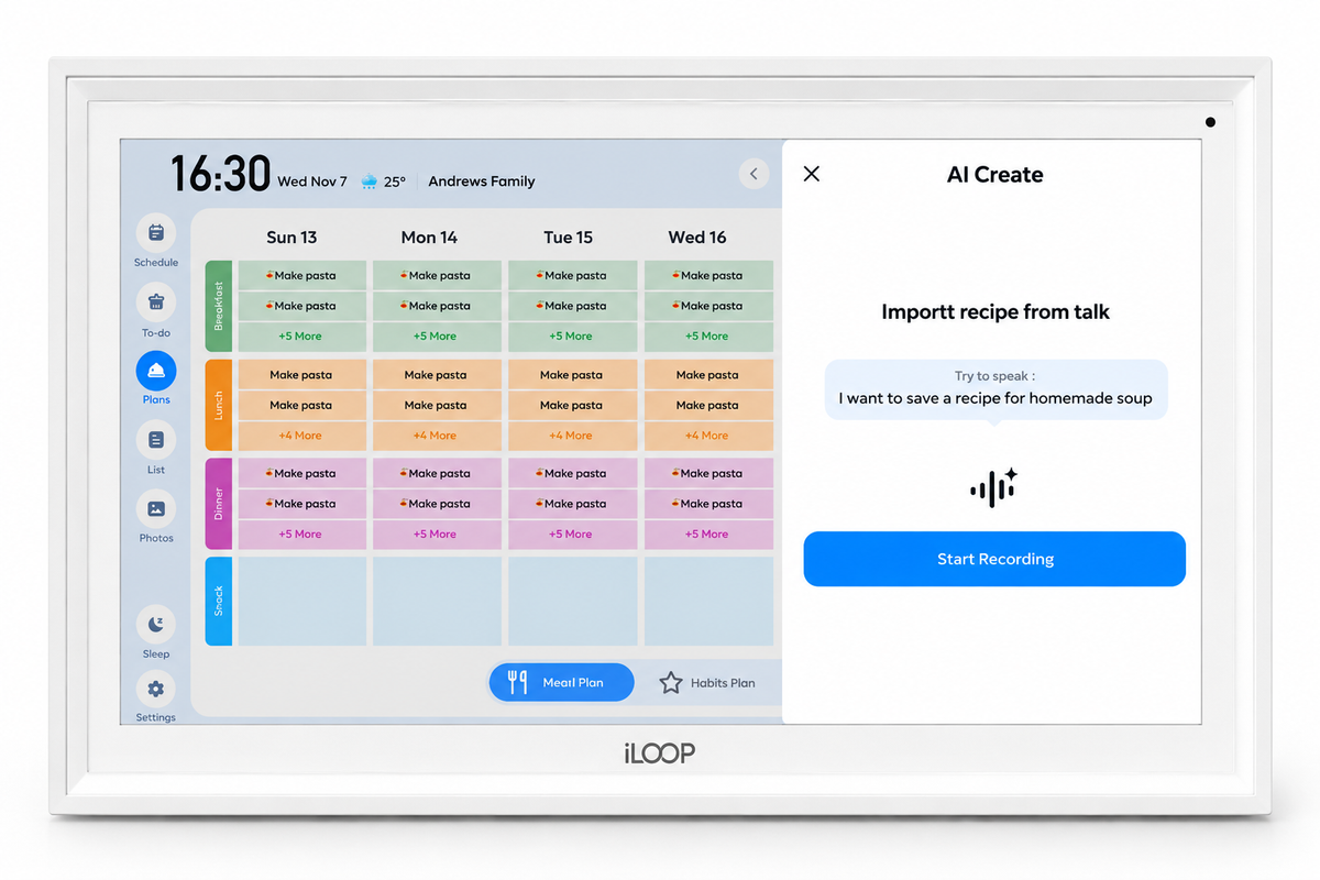 iLoop 15.6” Smart Digital Calendar Pro | 32GB Internal Memory | FotoCube Ai Voice Command | Chore Chart, Photo & Video Frame