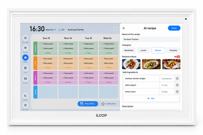 iLoop 15.6” Smart Digital Calendar Pro | 32GB Internal Memory | FotoCube Ai Voice Command | Chore Chart, Photo & Video Frame