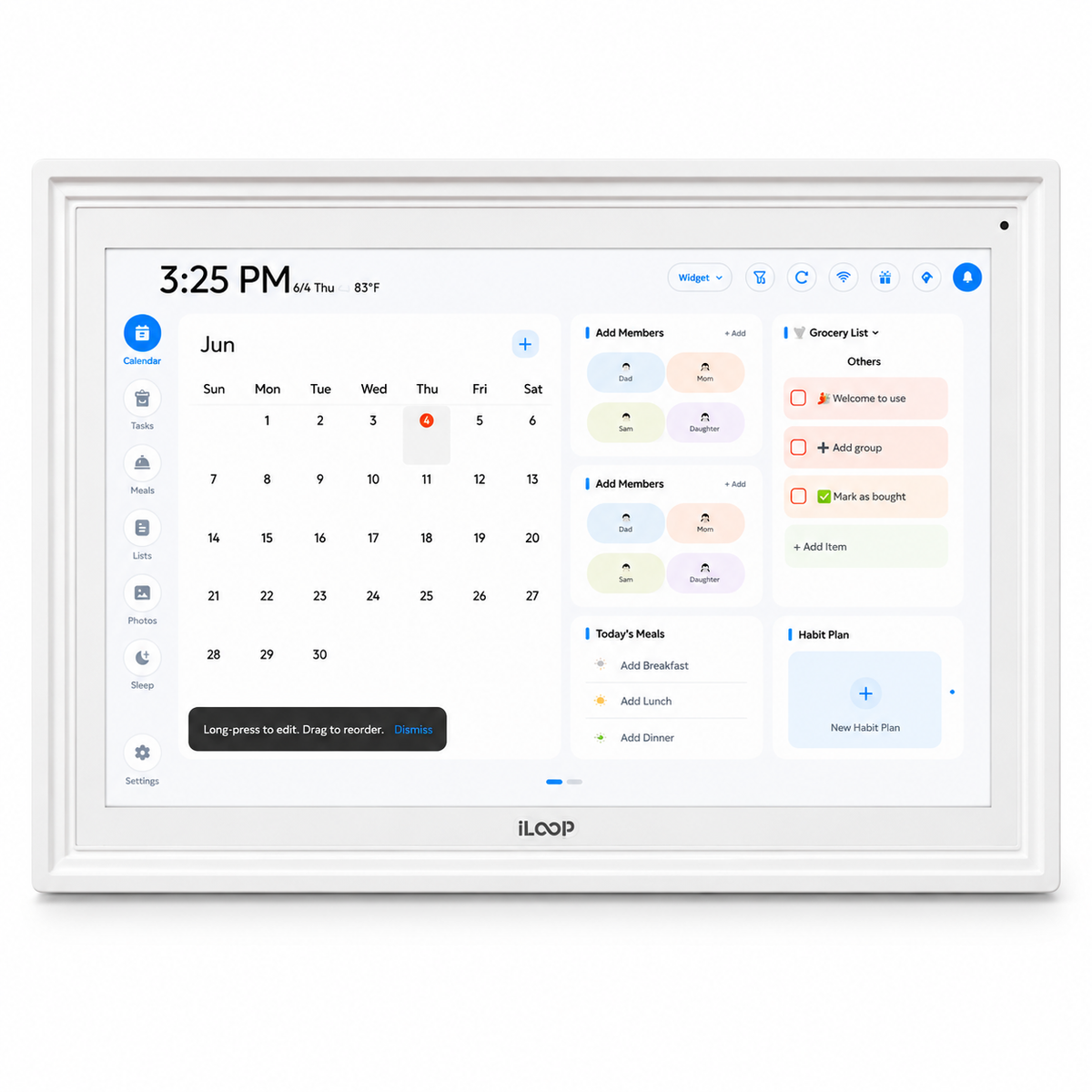 iLoop 15.6” Smart Digital Calendar Pro | 32GB Internal Memory | FotoCube Ai Voice Command | Chore Chart, Photo & Video Frame