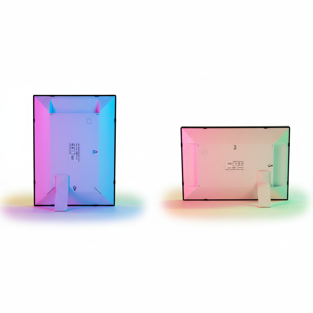 Two gradient-colored frames on a white background iLoop 10.1” Digital Calendar 32GB | 3 Modes: Calendar, Wi-Fi Photo and Video Frame & Art Gallery | Touchscreen