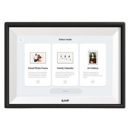 Digital photo frame with user interface on a white background iLoop_Logo