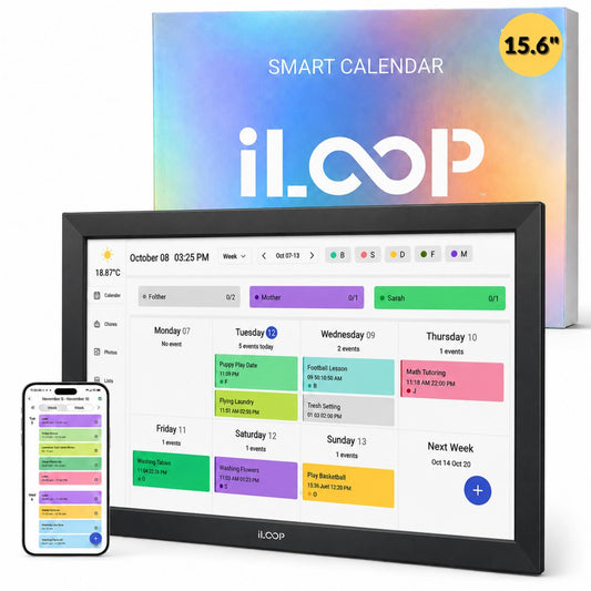 iLoop 15.6” Digital Calendar 32GB | 3 Modes: Calendar, Wi-Fi Photo and Video Frame & Art Gallery | Touchscreen