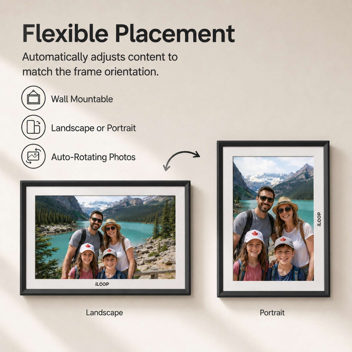 iloop 15.6” Digital Photo Frame | WiFi Touch Screen, 32 GB | Frameo App | Tabletop or Wall-Mounted