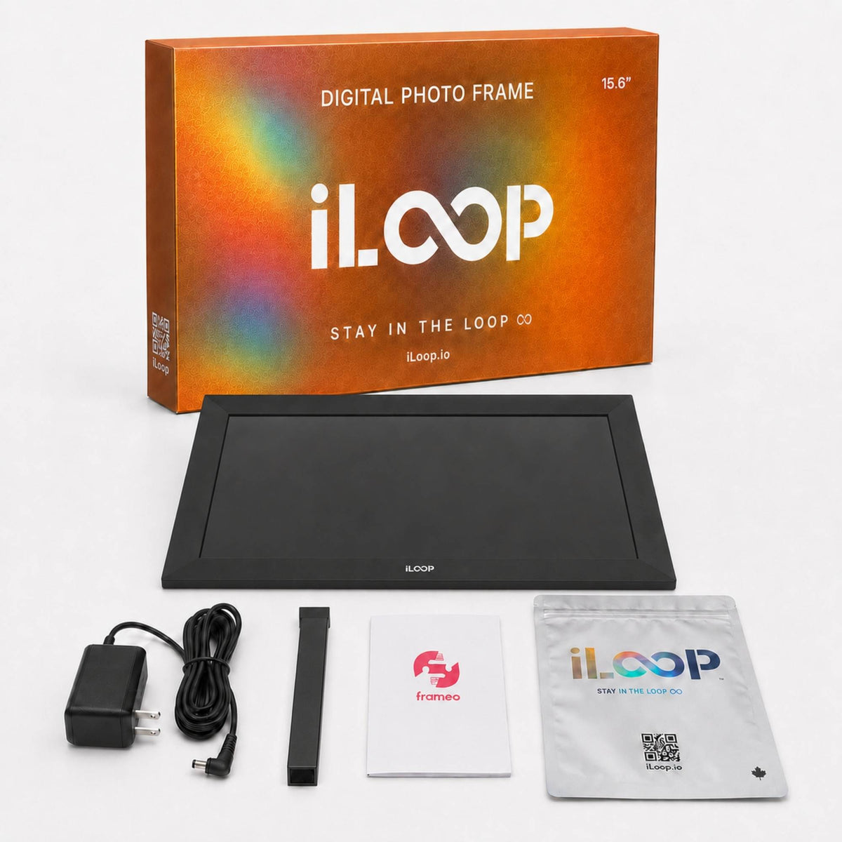 iloop 15.6” Digital Photo Frame | WiFi Touch Screen, 32 GB | Frameo App | Tabletop or Wall-Mounted