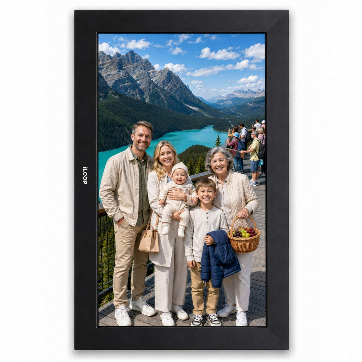 iloop 15.6” Digital Photo Frame | WiFi Touch Screen, 32 GB | Frameo App | Tabletop or Wall-Mounted