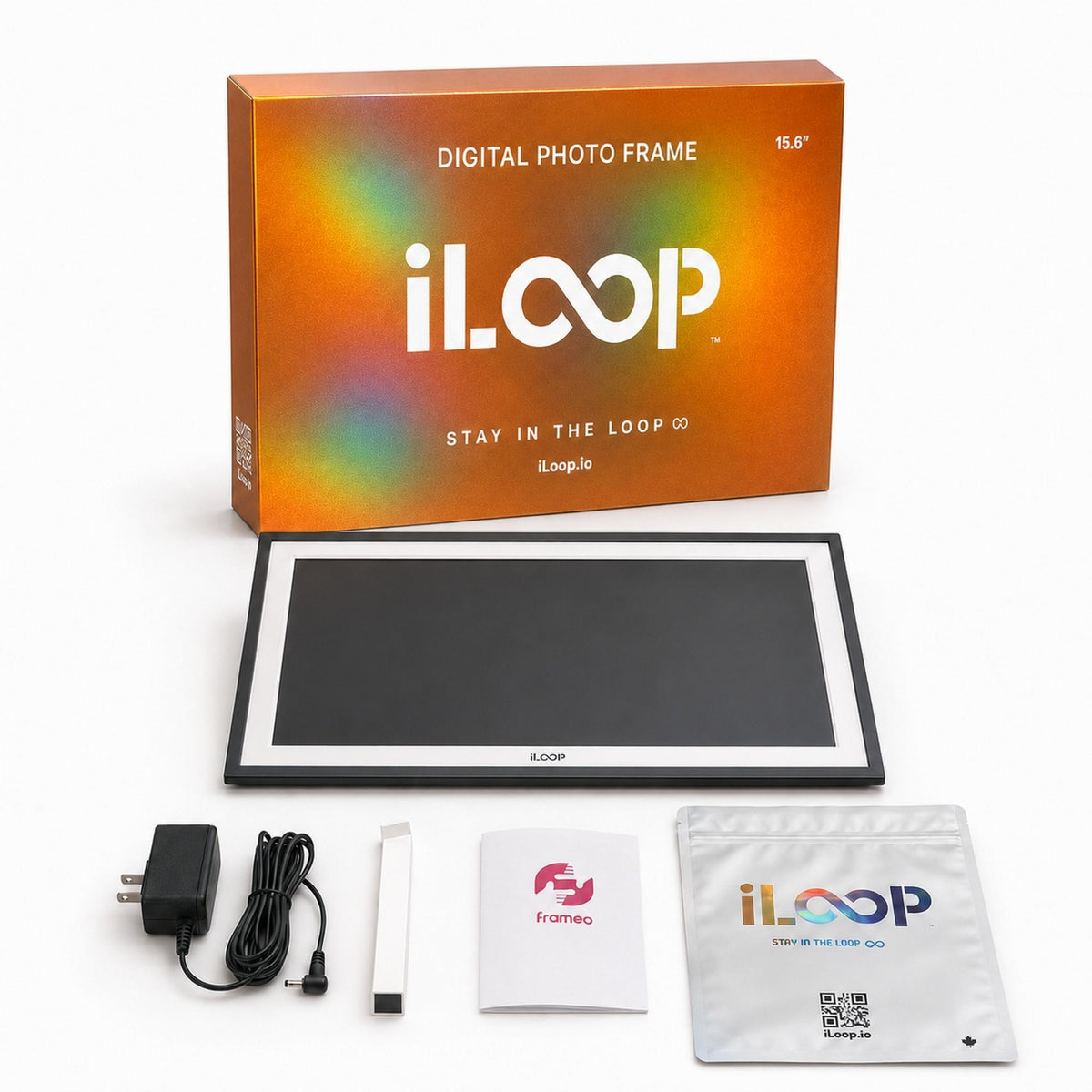 iloop 15.6” Digital Photo Frame | WiFi Touch Screen, 32 GB | Frameo App | Tabletop or Wall-Mounted