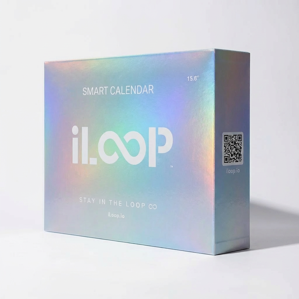 Smart calendar box with iLoop branding on a white background